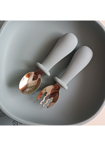 Дитячий набір силіконового посуду для хлопчика Колір дасті блу 7 од (0267) No Brand (368999856)