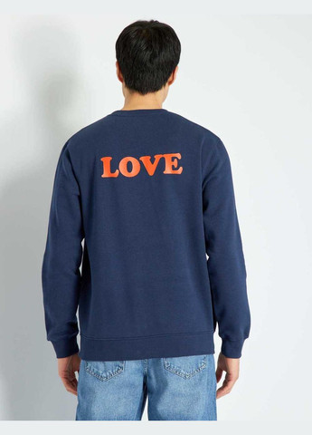 Темно-синій світшот фліс,темно-синій з принтом, Kiabi (302315241)