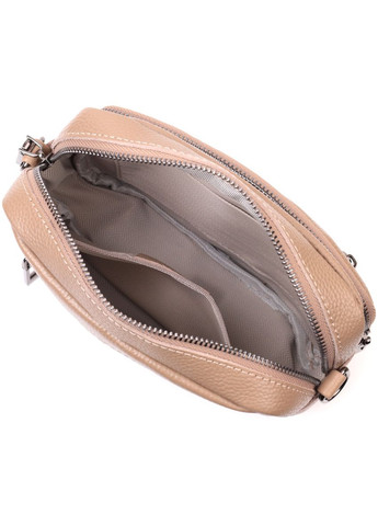 Практична жіноча кроссбоді з накладною кишенею з натуральної шкіри бежева 22638 Vintage (329195464)