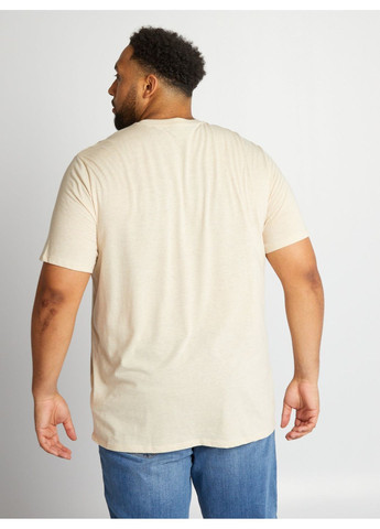 Світло-бежева футболка basic,світло-бежевий з принтом, Kiabi