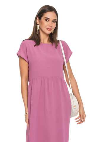 Розовое воздушное летнее платье с коротким рукавом. SVTR