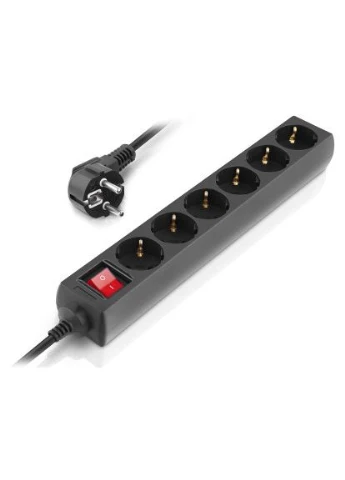 Мережевий фільтр живлення RS-6 Protect M 3m, black (EL122300034) Real-El (396881289)