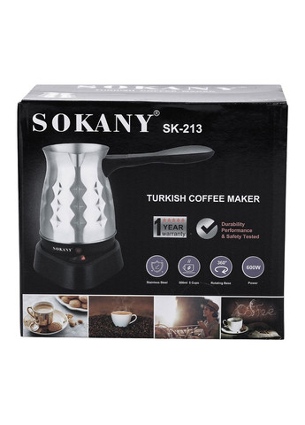 Електротурка кавоварка 600 Вт для дому 500 мл SK-213 Sokany (353503535)
