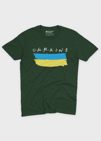 Темно-зеленая мужская футболка с патриотическим принтом ukraine (ts001-4-bog-005-1-090) Modno