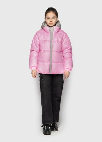 Комбинированная демисезонная куртка розово-серый Cvetkov Лола