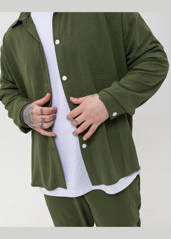 Оливковий (хакі) демісезонний костюм чоловічий сорочка-штани з сорочкою, брючний No Brand