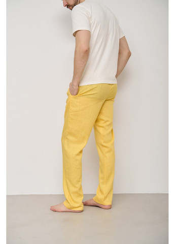 Піжама чоловіча футболка молочна + штани льон жовті Handy Wear (280931901)