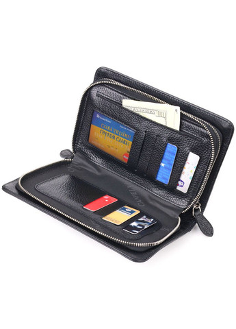 Оригинальная мужская барсетка на два отделения из натуральной зернистой кожи 21567 Черная Canpellini (298567808)