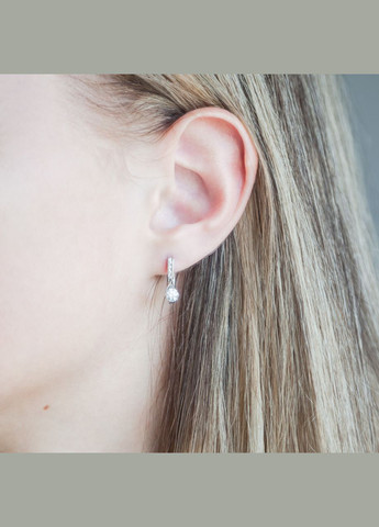 Серебряные серьги-подвески с камнями разного размера. Каштан (342335482)