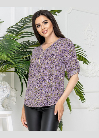 Светло-фиолетовая стильна блуза з блискавкою на грудях No Brand