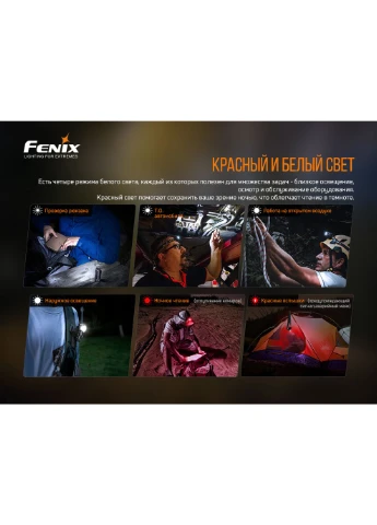 Налобный фонарь алюминий 64х36 мм белый красный Fenix (386698569)