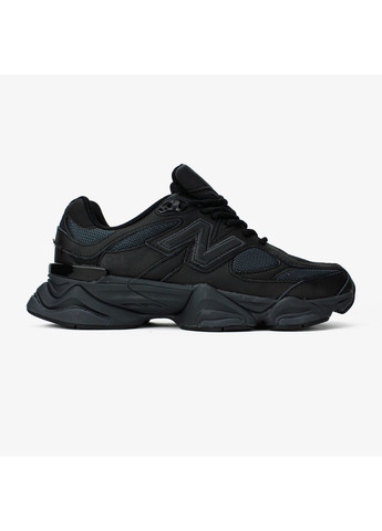 Чорні Осінні кросівки чоловічі і жіночі new balance 9060 triple black leather | нью беланс 9060 чорні No Brand
