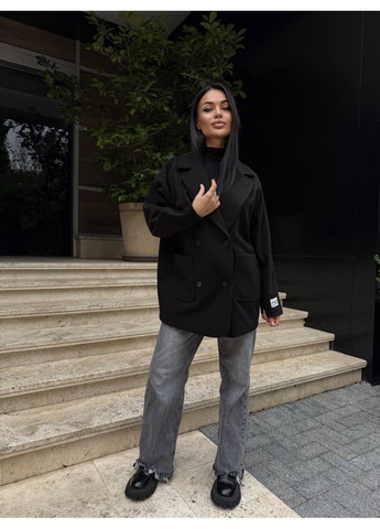 Черное демисезонное Женское пальто двубортное Asi.Store.ua