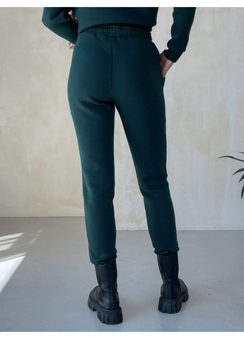 Жіночий костюм утеплений на флісі (кофта, штани) зелений S-M No Brand 100001082 (365285184)