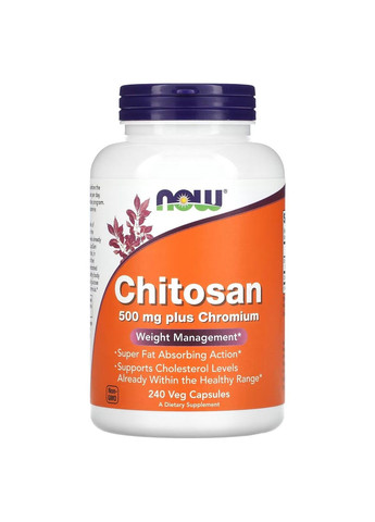 Хітозан плюс Хром Chitosan Plus 500мг - 240 вег.капсул Now Foods (293516623)