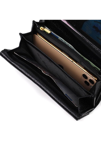Жіночий гаманець з великою кількістю відділень із натуральної шкіри з монетницею 21961 Чорний Tony Bellucci (306881289)