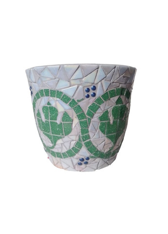 Горщик для квітів мозаїчний Виноградний листочок 2 л Білий перламутр No Brand (371774140)
