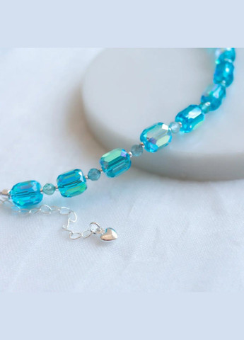 Чокер Чешский Хрусталь Люкс + Апатит Морская Волна, фур-ра гип-ный сплав цвет серебро d-7х3мм+- L-38-43см No Brand латунь, стекло серебро (302972870)