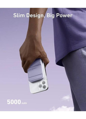 Магнітний павербанк 622 MagGo 5000 mAh 12W з бездротовою зарядкою та підставкою Фіолетовий Anker (349824342)