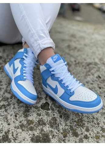 КРОССОВКИ ЖЕНСКИЕ NIKE DUNK HIGH BLUE WHITE НАЙК СБ ДАНК No Brand белые демисезоны (367169143)