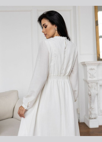 Белое белое платье миди с рукавом 111681 белый No Brand