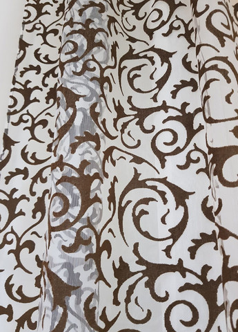 Комплект тюль до подоконника и штора Вензель карниз 200см белый с коричневым (71_1к) Firanka Venzel (364502923)