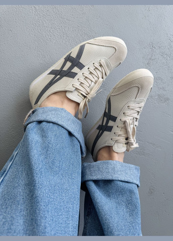 Бежевые демисезонные кроссовки мужские и женские asics onitsuka tiger mexico beige | асикс онитцука тайгер бежевые No Brand