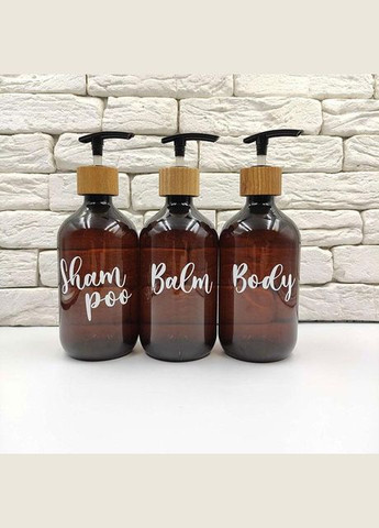 Набір дозаторів для ванної "Донна" коричневий пластик, дерево (5 шт.) англ. No Brand (298794646)