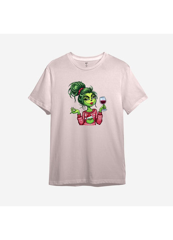 Рожева новорічна футболка з принтом "красуюсь і бісю". the grinch (10528227753) з коротким рукавом ТiШОТКА