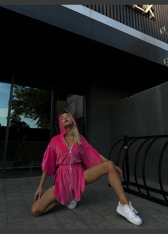 Жіночий комбінезон Asi.Store.ua комбінезон-шорти рожевий спортивний, повсякденний, кежуал велюр