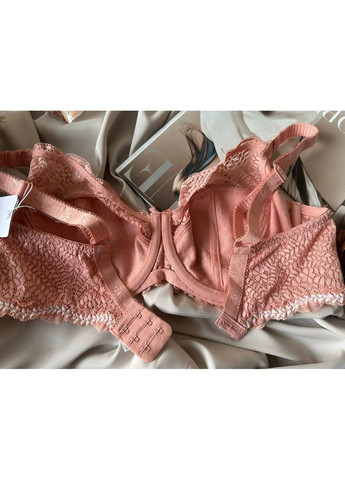 Пудровый пудровый кружевной бюстгальтер без поролона Lanny Mode