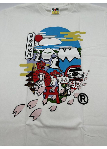 Черная мужская футболка с принтом bape No Brand Футболка