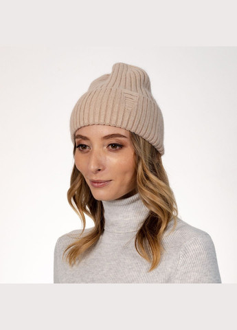 Шапка біні жіноча віскоза з ангорою бежева АРІЕЛЬ LuckyLOOK 570-511 (322791108)