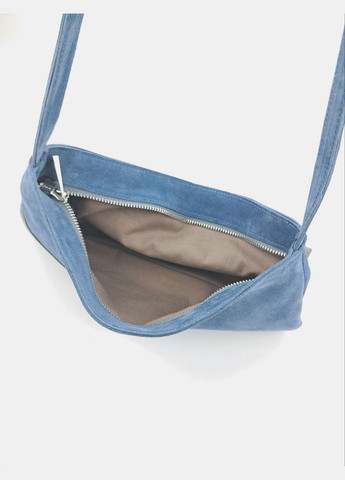 Сумка женская натуральная замша на плече голубая/ зеленая средний размер No Brand (322169835)