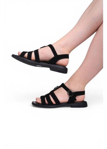 Босоніжки жіночі чорні з натуральної замші 351189 Fashion (400101268)