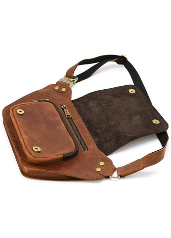 Чоловіча шкіряна сумка на пояс через плече для телефону та для документів середня Коричневий 38631 TARWA (352165951)