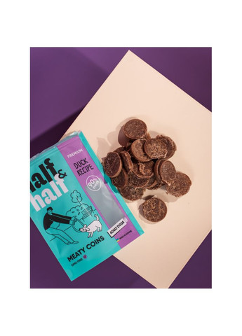 Ласощі HalfHalf м ясні монетки для собак із качкою 100 г No Brand (355795097)
