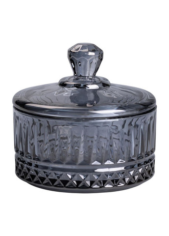 Цукерниця з кришкою Ø 10 см скляна Сіра HP-YH-78 Yiwu (353502905)