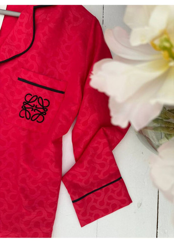 Красная всесезон женская пижама красный рубашка + брюки Vital-Textile 1274