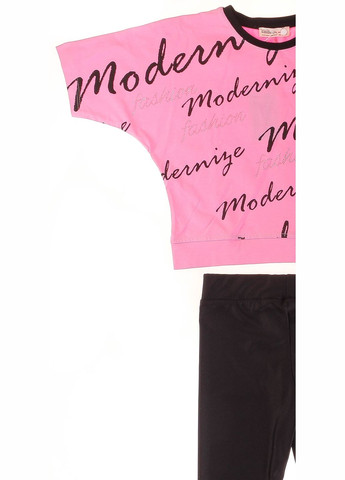Розовый летний футболка + капри 5083 и черный Smile