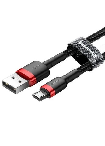 Кабель USB Micro 2.4A Baseus Cafule 1m нейлон чорний-червоний No Brand (402842209)