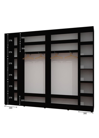 Шкаф-купе трехдверный 300*45*250 см Венге магия 3 двери ДСП Люкс-147 Алекса (360432117)