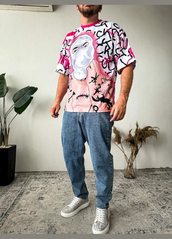 Комбінована футболка оверсайз стильна модна літо весна легка посадка No Brand