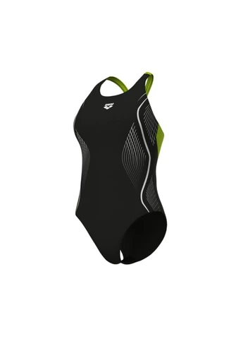Чорний літній купальник grid swimsuit v back graphic black 010263-560 Arena