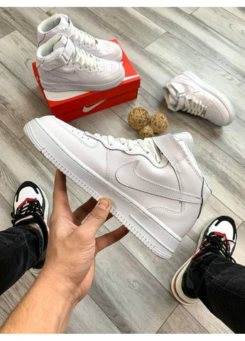 Белые демисезонные кроссовки мужские nike air force 1 high white v2 найк аир форс 1 премиум No Brand