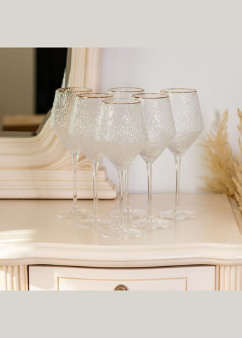 Набір келихів для вина Stunning фактурних 6 штук по 600 мл, золото Yiwu (322198950)