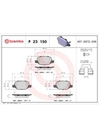 Тормозные колодки дисковые P23 150 Brembo (390289368)