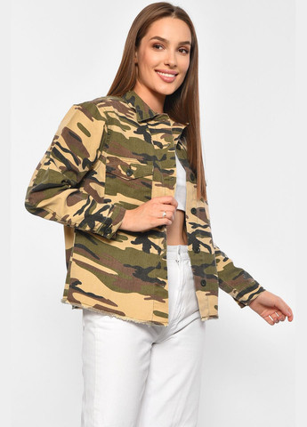 Джинсівка жіноча камуфляжна кольору хакі Let's Shop (302489080)