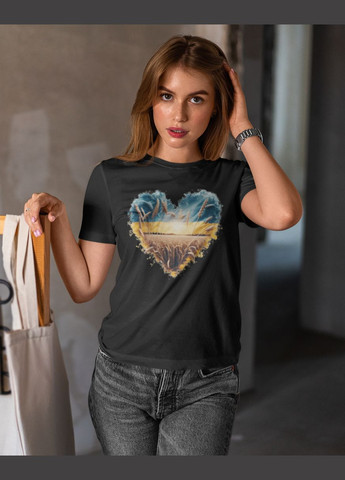 Футболка женская патриотическая с сердцем 21100006 Mishe - (315048390)