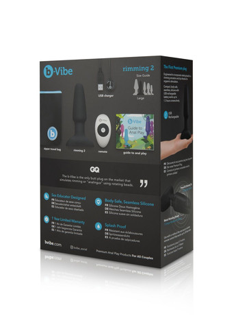 Анальная пробка с вибрацией и пультом управления BVIBE RIMMING PLUG 2, черная B-Vibe (297131660)